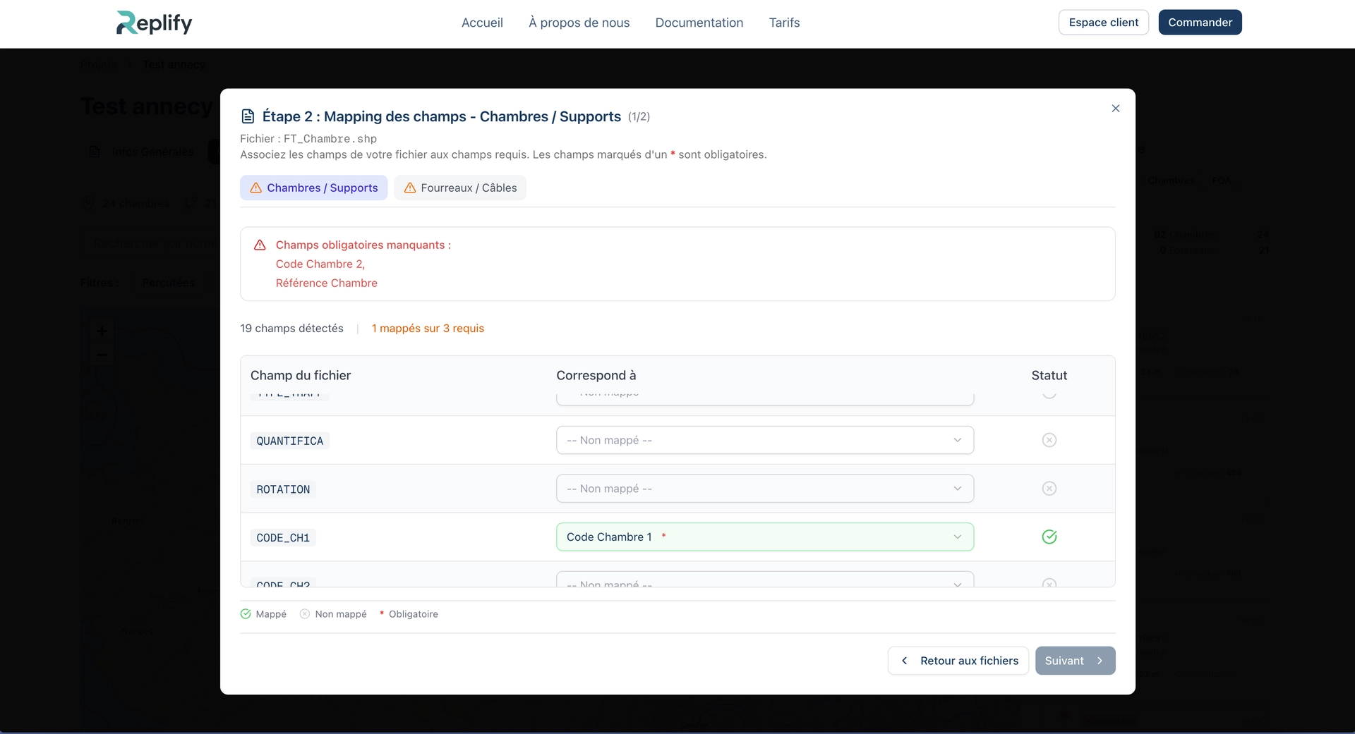 Capture d'écran - Import SIG