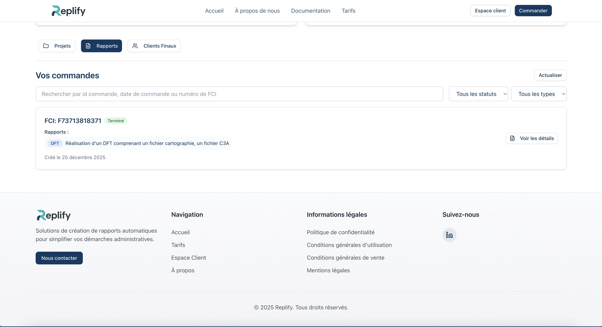 Capture d'écran - Rapports